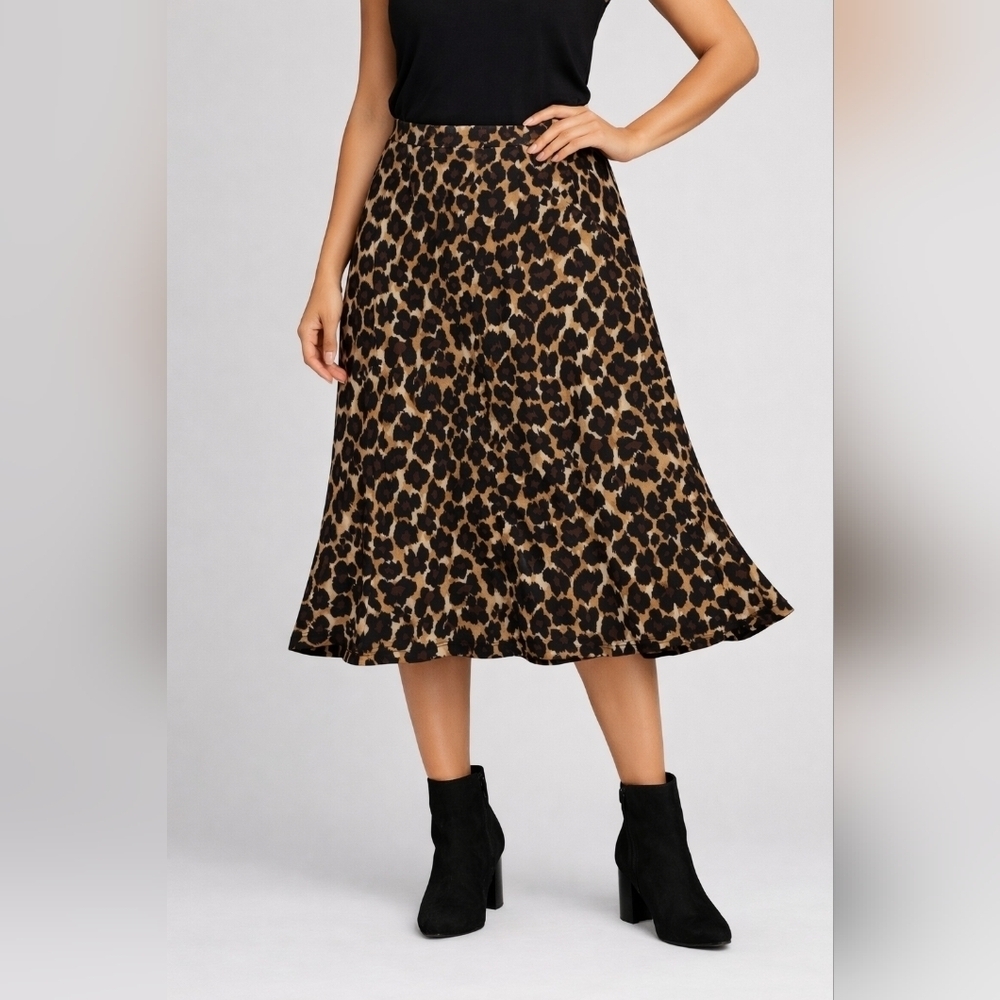 Express Leopard Print Midi Skirt Size Large Animal Print